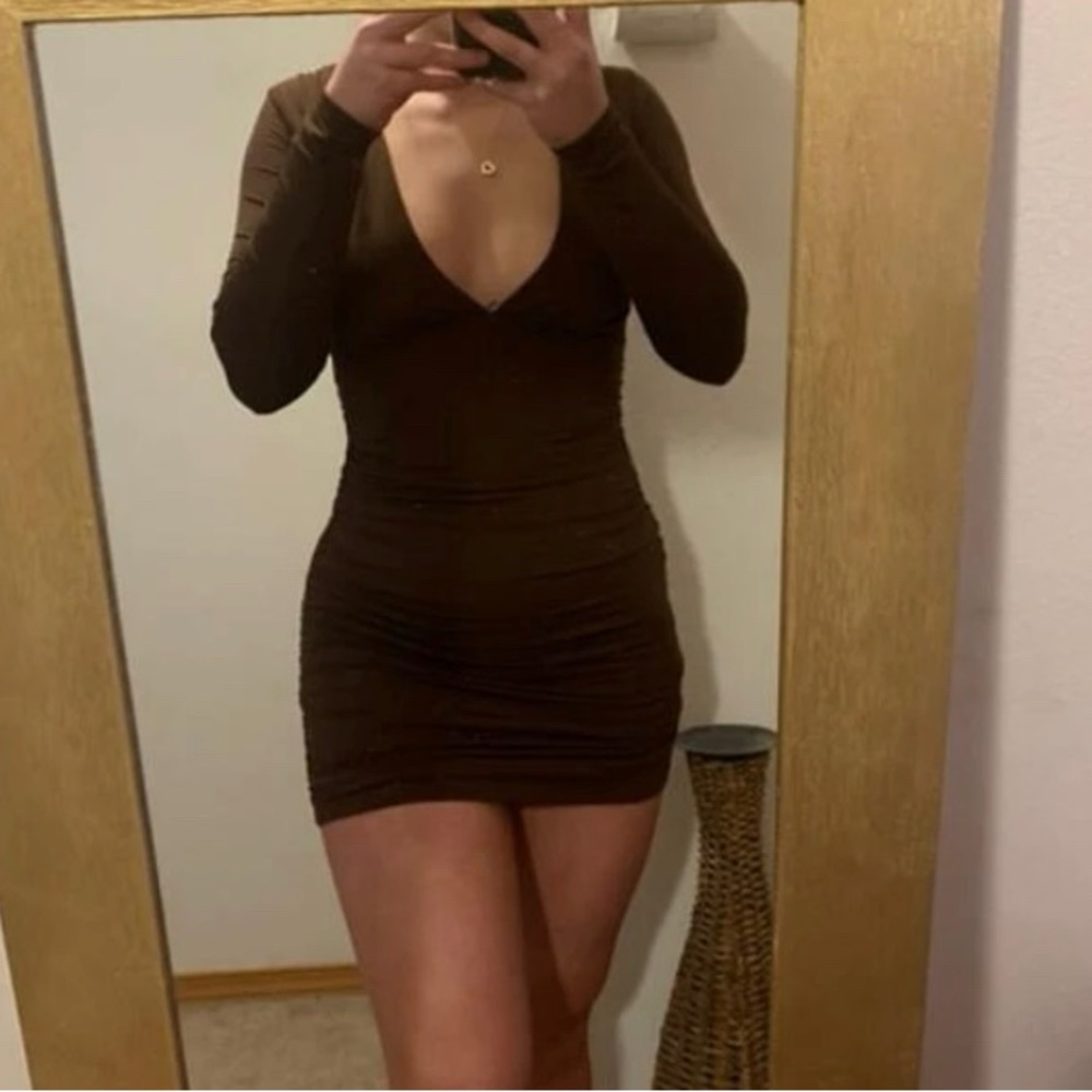 Brown bodycon dress